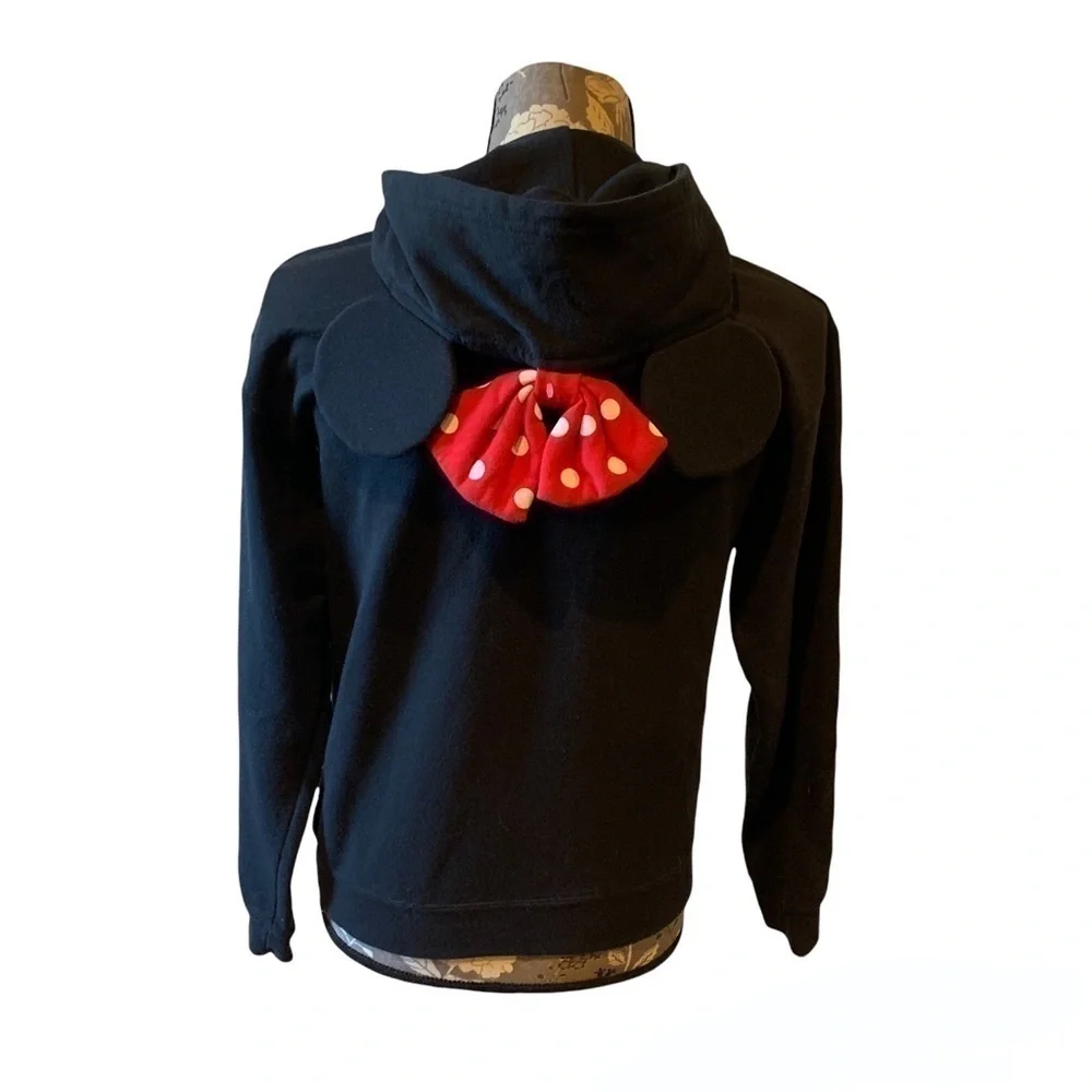 DISNEY Minnie Mouse Black Hooded Sweatshirt with Ears size Small pullover - Picture 3 of 4